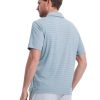 Mens Striped Golf Shirts Short Sleeve Silk-Like Touch Water-Resistant Breathable Soft Collared Polo Shirts for Men