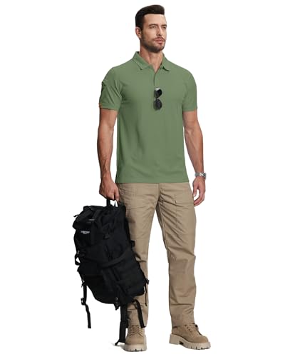 Mens 2 Pack Polo Shirts Short Sleeve Performance Sports Golf Shirt for Men Tactical Shirt