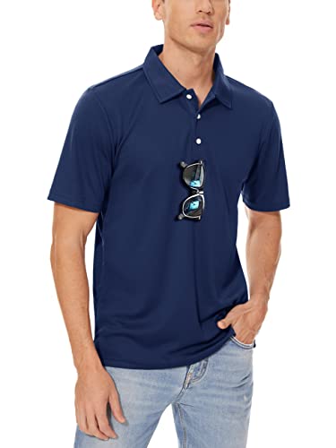 Men's Polo Shirts 3 Buttons Casual Work T Shirts Quick Dry Short Sleeve Golf Shirt Pique Jersey Outdoor Performance