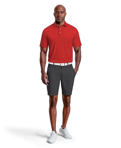 Men's Airflux Solid Mesh Short Sleeve Golf Polo Shirt with Rib Collar