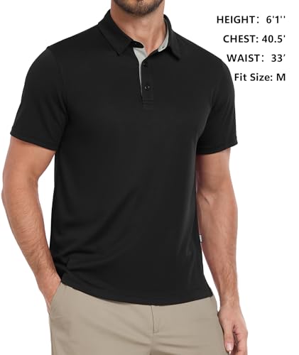 Mens Golf Shirts Short Sleeve Polo Performance Moisture Wicking Dry Fit Collared Shirts for Casual Bussiness
