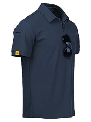 Mens Polo Shirt Short Sleeve Sports Tactical T-Shirt Athletic Golf Polos Daily Casual Stylish Collared Shirts for Men
