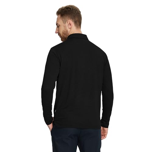 Golf Shirts for Men Dry Fit Performance Moisture Wicking Casual Heather Collared Long Sleeve Polo Shirts for Men