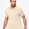 Mens Polo Shirts Short Sleeve V Neck Summer Polo T Shirts Casual Slim Fit Ribbed Textured Golf Shirts