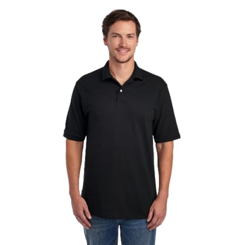 Men's Short Sleeve Polo Shirts, Cotton Blend, Two Button Closure, Regular Fit, Sizes S-5x
