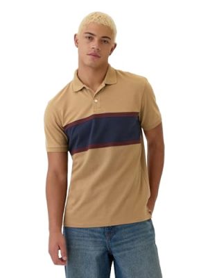 Men's Striped Stretch Pique Polo Shirt