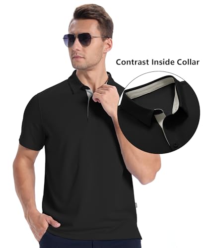 Mens Golf Shirts Short Sleeve Polo Performance Moisture Wicking Dry Fit Collared Shirts for Casual Bussiness