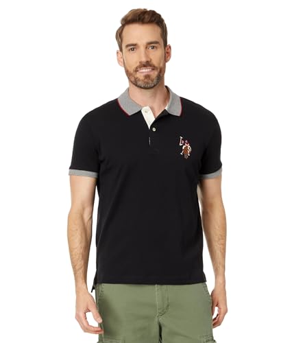 Men's Short Sleeve Slim Fit Multicolor Pony Interlock Polo Shirt