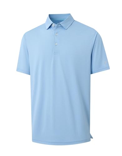 Golf Shirts for Men Dry Fit Moisture Wicking Performance Casual Jacquard Mens Polo Shirts Short Sleeve