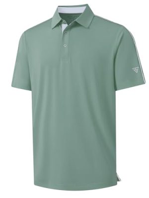 Golf Polo Shirts for Men Short Sleeve Dry Fit Solid Moisture Wicking Casual Performance Collared Mens Polo Shirts