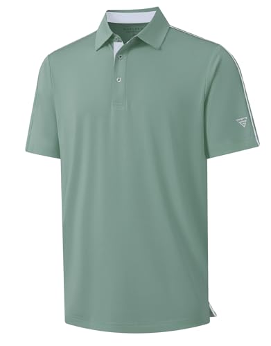 Golf Polo Shirts for Men Short Sleeve Dry Fit Solid Moisture Wicking Casual Performance Collared Mens Polo Shirts