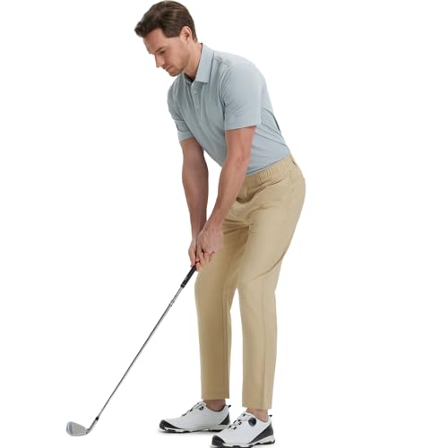 Mens Polo Shirts Short Sleeve Quick Dry Moisture Wicking Athletic Performance Jacquard Collared Golf Shirt for Men