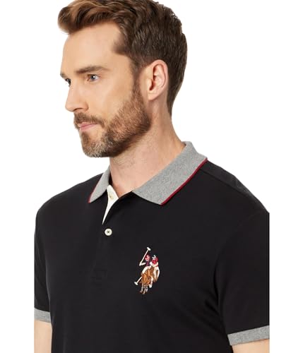 Men's Short Sleeve Slim Fit Multicolor Pony Interlock Polo Shirt