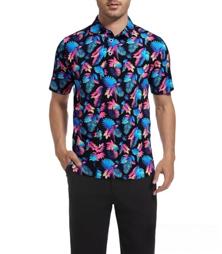 41-tFNmZmFL.jpg Golf Shirts for Men Super Stretch Jacquard Dry Fit Golf Polo Moisture Wicking Short Sleeve Polo Shirts for Men