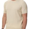 Men's Short Sleeve Knit T-Shirts Casual Crewneck Solid Texture Knit Shirt