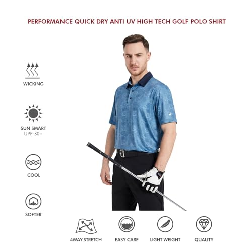 410CcQNAOSL.jpg Mens Golf Shirts Short Sleeve Moisture Wicking Dry Fit Print Performance Athletic Casual Golf Polo Shirts for Men