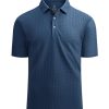 Mens Bubble Jacquard Polo Shirt Super Stretch Short Sleeve Polo Shirts for Men