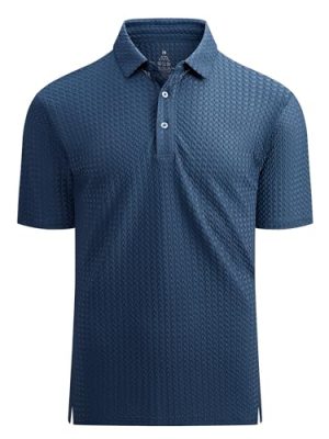 Mens Bubble Jacquard Polo Shirt Super Stretch Short Sleeve Polo Shirts for Men
