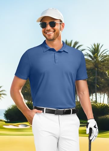 Mens Polo Shirts Short Sleeve Golf Shirts Moisture Wicking Athletic Casual Polo Shirts
