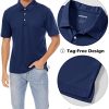 Men's Polo Shirts 3 Buttons Casual Work T Shirts Quick Dry Short Sleeve Golf Shirt Pique Jersey Outdoor Performance