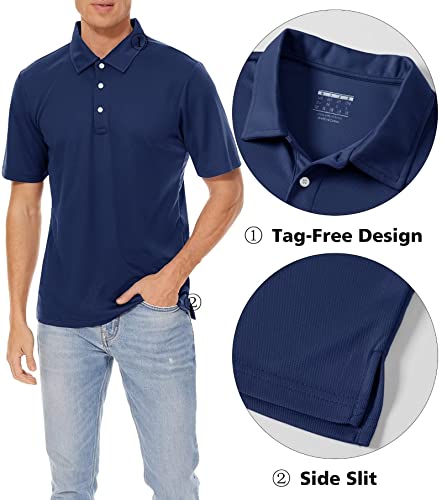 Men's Polo Shirts 3 Buttons Casual Work T Shirts Quick Dry Short Sleeve Golf Shirt Pique Jersey Outdoor Performance