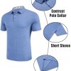 Men's Casual Polo Shirts Short Sleeve Classic Basic Tee Button Collar Shirt Summer Golf T-Shirt