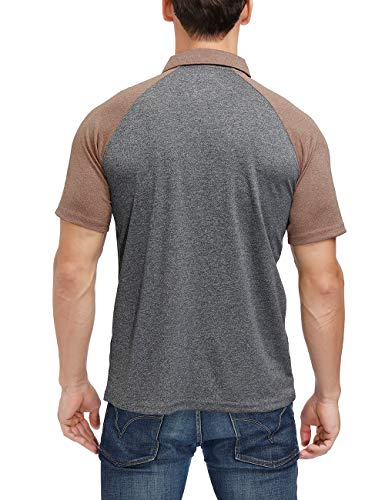 Men's Casual Short Sleeve Moisture Wicking Performance Golf Polo Contrast Color Patchwork Pique Shirts Tops