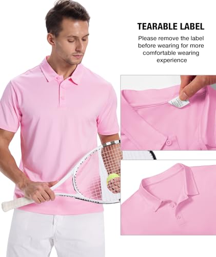 3 Pack Mens Polo Shirts Short Sleeve Golf Polo Moisture Wicking Performance Collared Casual Tennis Athletic T-Shirt