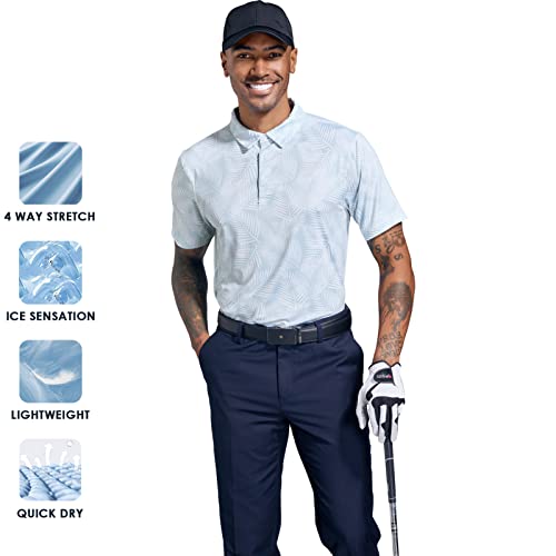 Golf Shirts for Men Dry Fit Performance Short Sleeve Print Moisture Wicking Polo Shirt
