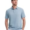 Mens Striped Golf Shirts Short Sleeve Silk-Like Touch Water-Resistant Breathable Soft Collared Polo Shirts for Men