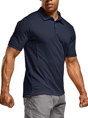 Men's Polo Shirts, Tactical Short Sleeve Golf Performance Shirts, Lightweight Dry Fit UPF 50+ Pique