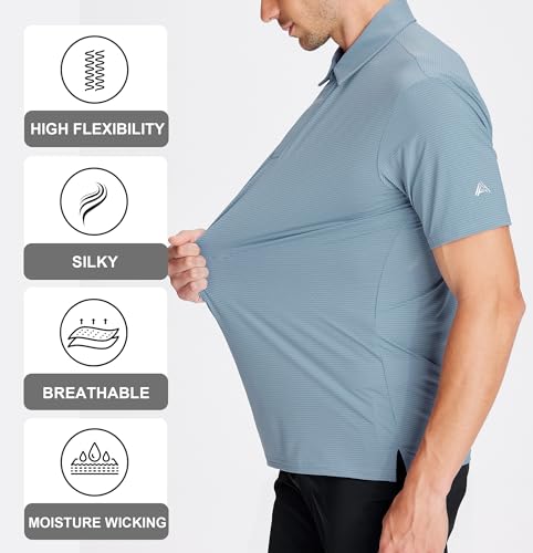 Jacquard Golf Shirts for Men Moisture Wicking Short Sleeve Performance Dry Fit Active Mens Polo Shirts