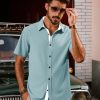Mens Short Sleeve Button Down Shirts Casual Stylish Wrinkle-Free Untuckit Dress Shirt