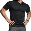 Men's Polo Shirts, Tactical Short Sleeve Golf Performance Shirts, Lightweight Dry Fit UPF 50+ Pique