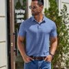Men's Casual Polo Shirts Short Sleeve Classic Basic Tee Button Collar Shirt Summer Golf T-Shirt
