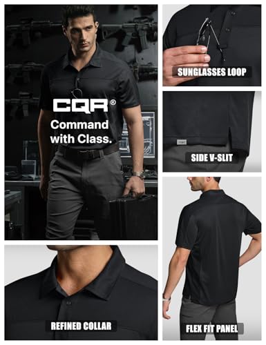 Men's Polo Shirts, Tactical Short Sleeve Golf Performance Shirts, Lightweight Dry Fit UPF 50+ Pique