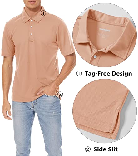 Men's Polo Shirts 3 Buttons Casual Work T Shirts Quick Dry Short Sleeve Golf Shirt Pique Jersey Outdoor Performance