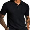 41GKEyXKvoL.jpg Mens Knit Polo Shirt Short Sleeve Hollow Out Knit Shirt Texture Knitted Polo