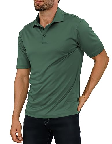 Golf Shirts for Men - Short Sleeve Performance Solid Moisture Wicking Polo Shirt