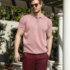 Men's Knit Polo Shirts Short Sleeve Ribbed Knitted Shirt Summer Lightweight Casual Golf Shirts