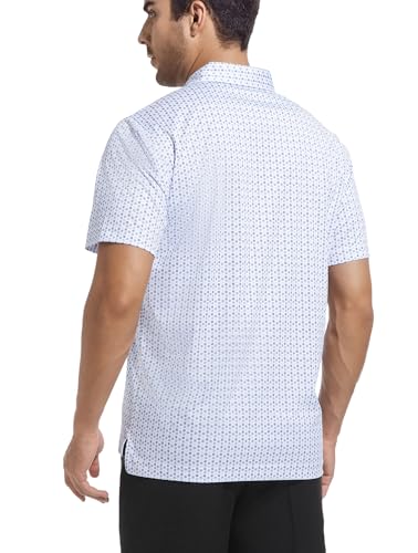 Mens Golf Shirts Print Moisture Wicking Short Sleeve Performance Dry Fit Stretch Active Polo Shirts for Men