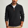 Men's Quarter Zip Sweater Slim Fit Casual Pullover Sweater Mock Neck Polo Sweaters