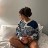 Whirlpool Knit Sweater Oversized Long Sleeve Crewneck Streetwear Pullover Sweaters