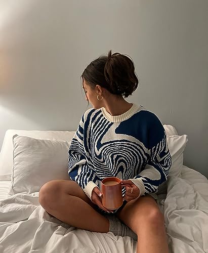 Whirlpool Knit Sweater Oversized Long Sleeve Crewneck Streetwear Pullover Sweaters