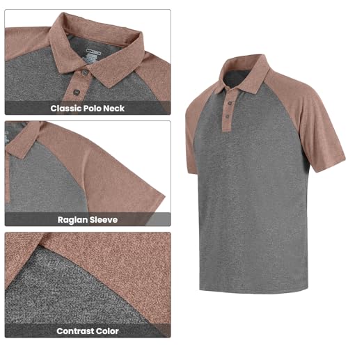 Men's Casual Short Sleeve Moisture Wicking Performance Golf Polo Contrast Color Patchwork Pique Shirts Tops