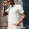 Men's Knit Polo Shirts Short Sleeve Quarter Zip Polo Shirt