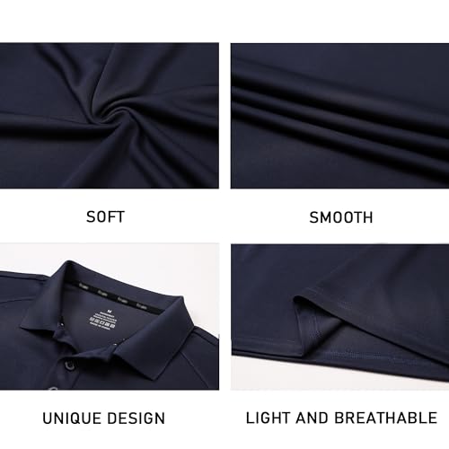 Men’s 1/3 Pack Polo Shirt Moisture Wicking Dry Fit Performance Athletic Short Sleeve Golf Shirt
