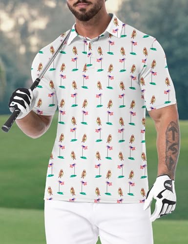 Men's Golf Polo Shirts Short Sleeve Performance Dry Fit Polo Shirt Moisture Wicking Casual Golf Shirts