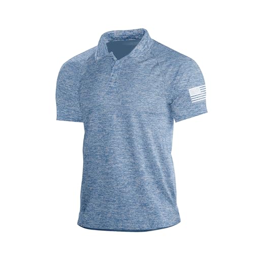 Mens Golf Shirt Moisture Wicking Quick-Dry Short Sleeve Casual Patriotic Polo Shirts for Men