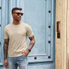 Men's Short Sleeve Knit T-Shirts Casual Crewneck Solid Texture Knit Shirt